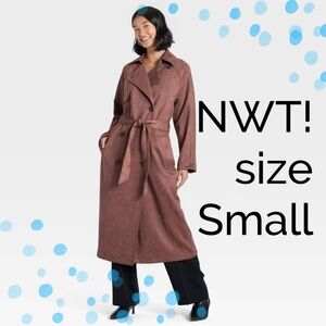 NWT!  Small • A New Day faux suede trench coat • brown